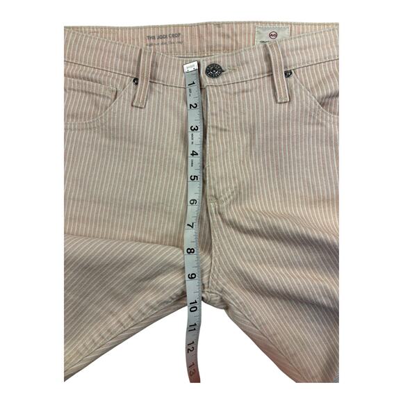 AG Adriano Goldschmied The Jodi Crop High Rise Slim Flare Jeans 27R Tan Striped - Picture 6 of 11